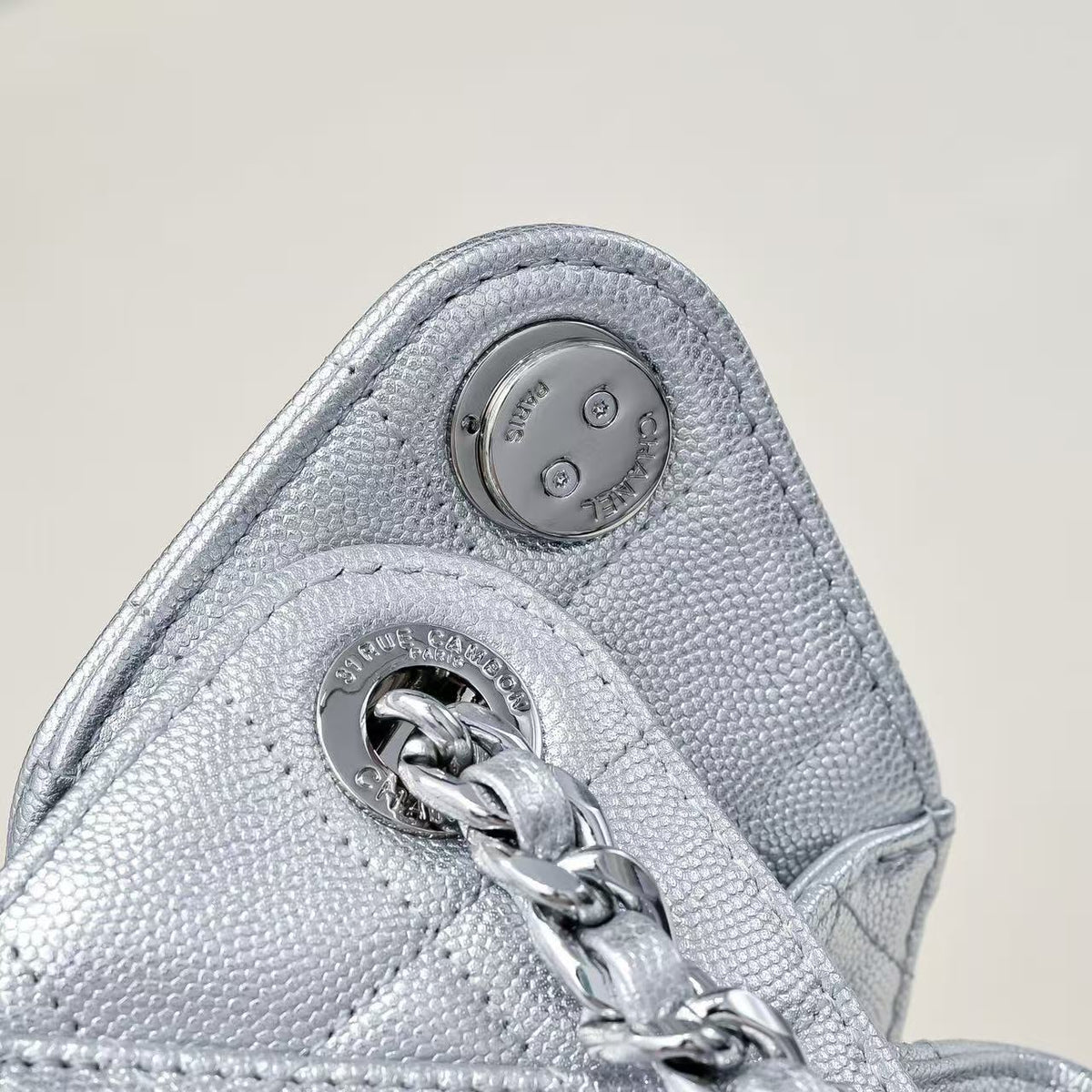 CC Cruise 25/26 Mini Handbag Sliver Caviar Leather