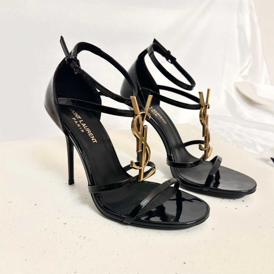SL Cassandra 100 Sandals Black Patent Calfskin