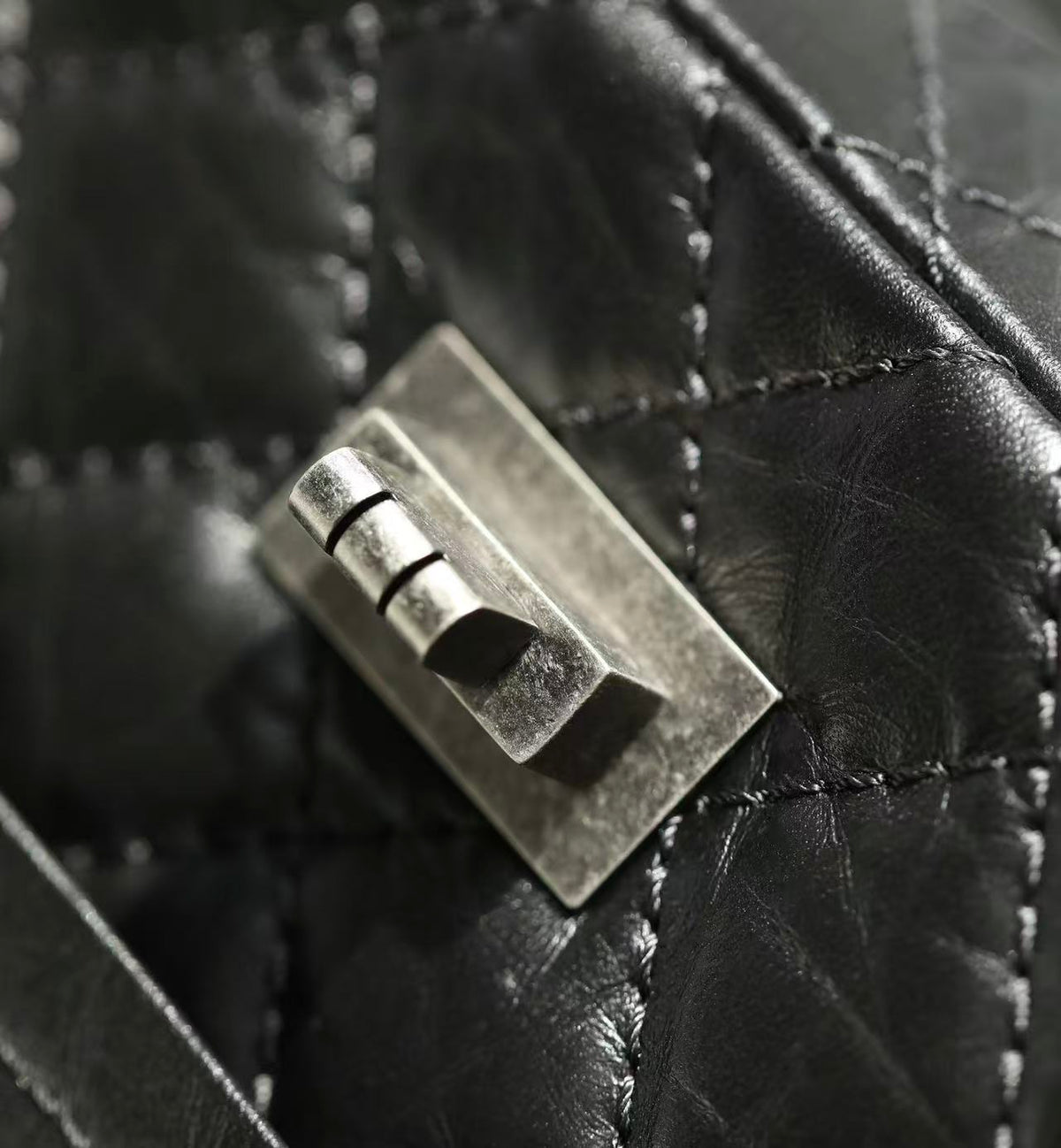 CC 2026 Classic 2.55 Flap Bag Black Aged Lambskin Silver Hardware