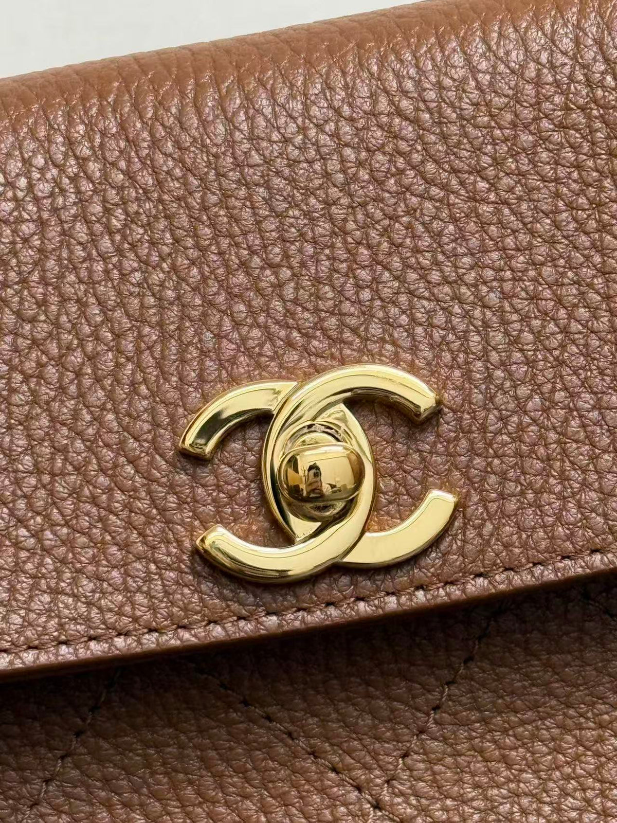 CC 26ss Small Shopping Bag 30.5cm Brown Grain Leather