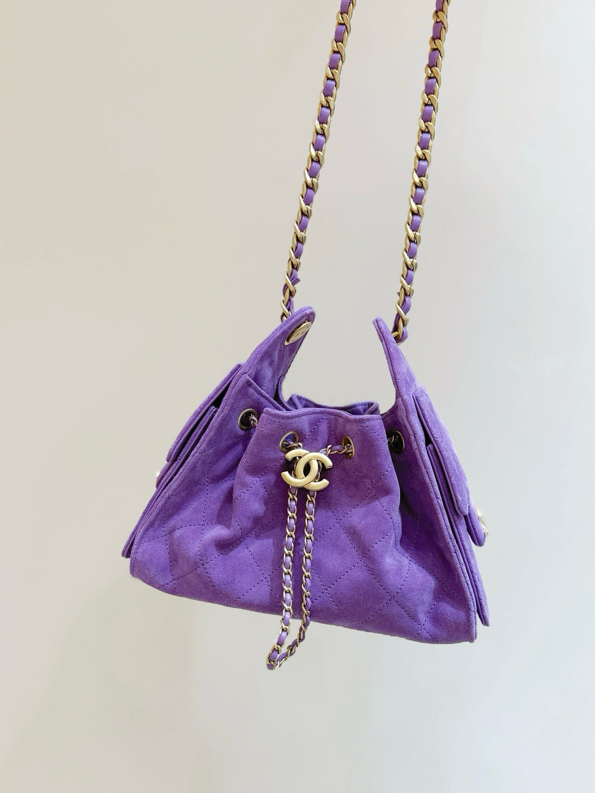 Chanel 25 Hobo Bag 22cm Purple Suede