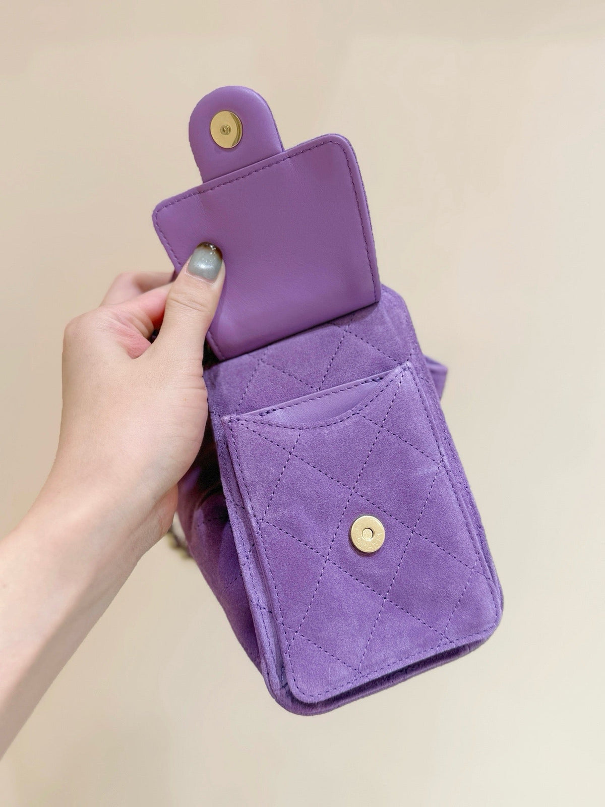 Chanel 25 Hobo Bag 22cm Purple Suede