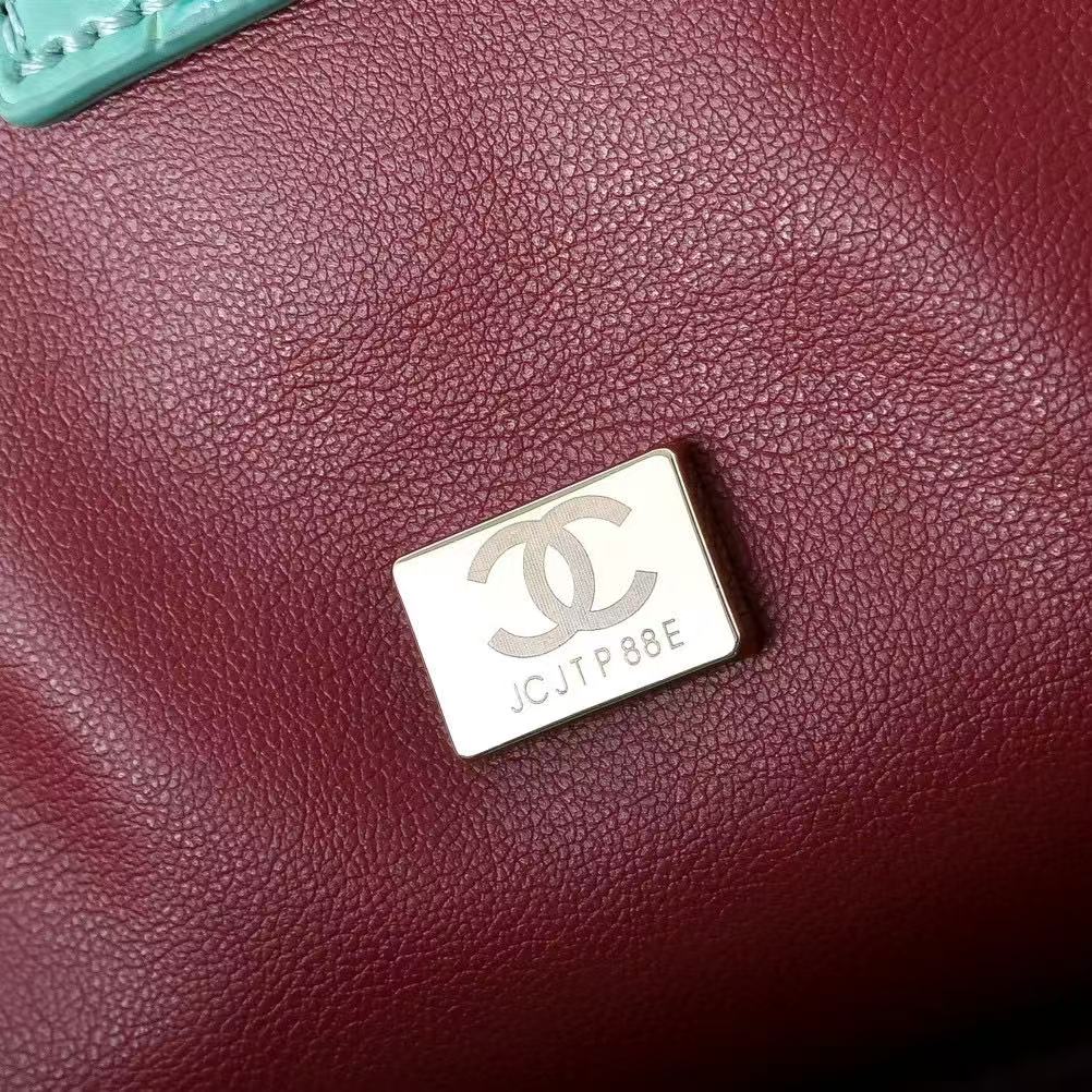 CC 2026 Small Shopping Bag 39cm Light Blue Crocodile Embossed Calfskin