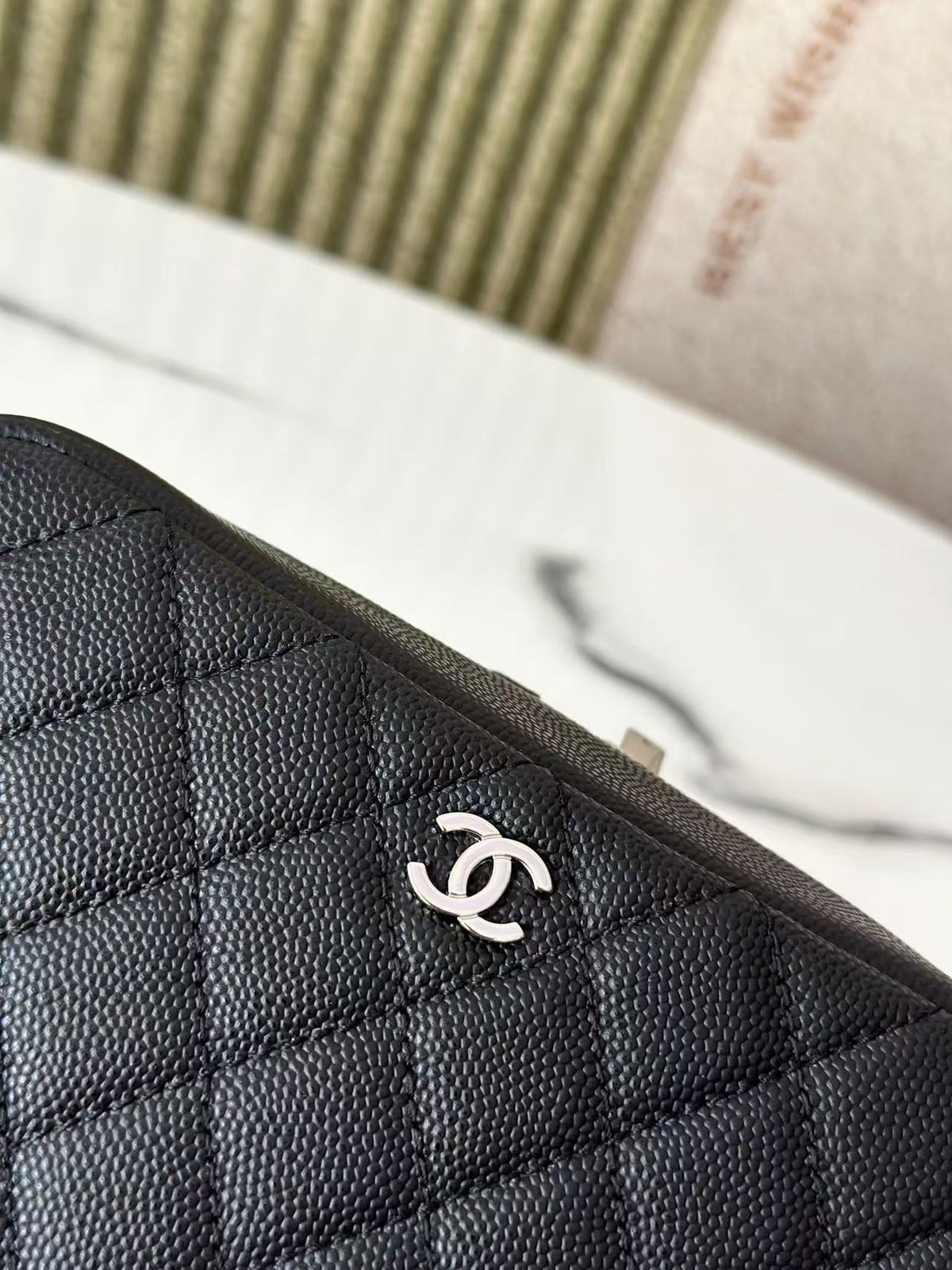 Chanel 2026 Quilted Medium Curvy Pouch Black Caviar Leather