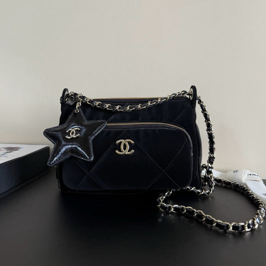 CC 25/56 Small Zipped Case Black Velvet GHW