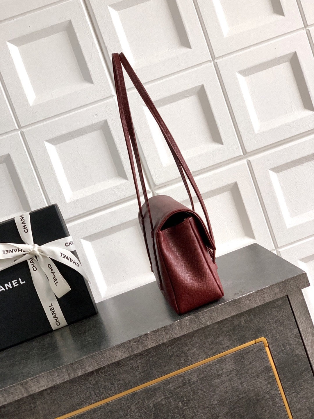 Chanel 26 Shoulder Bag 22 Deep Red Caviar Leather