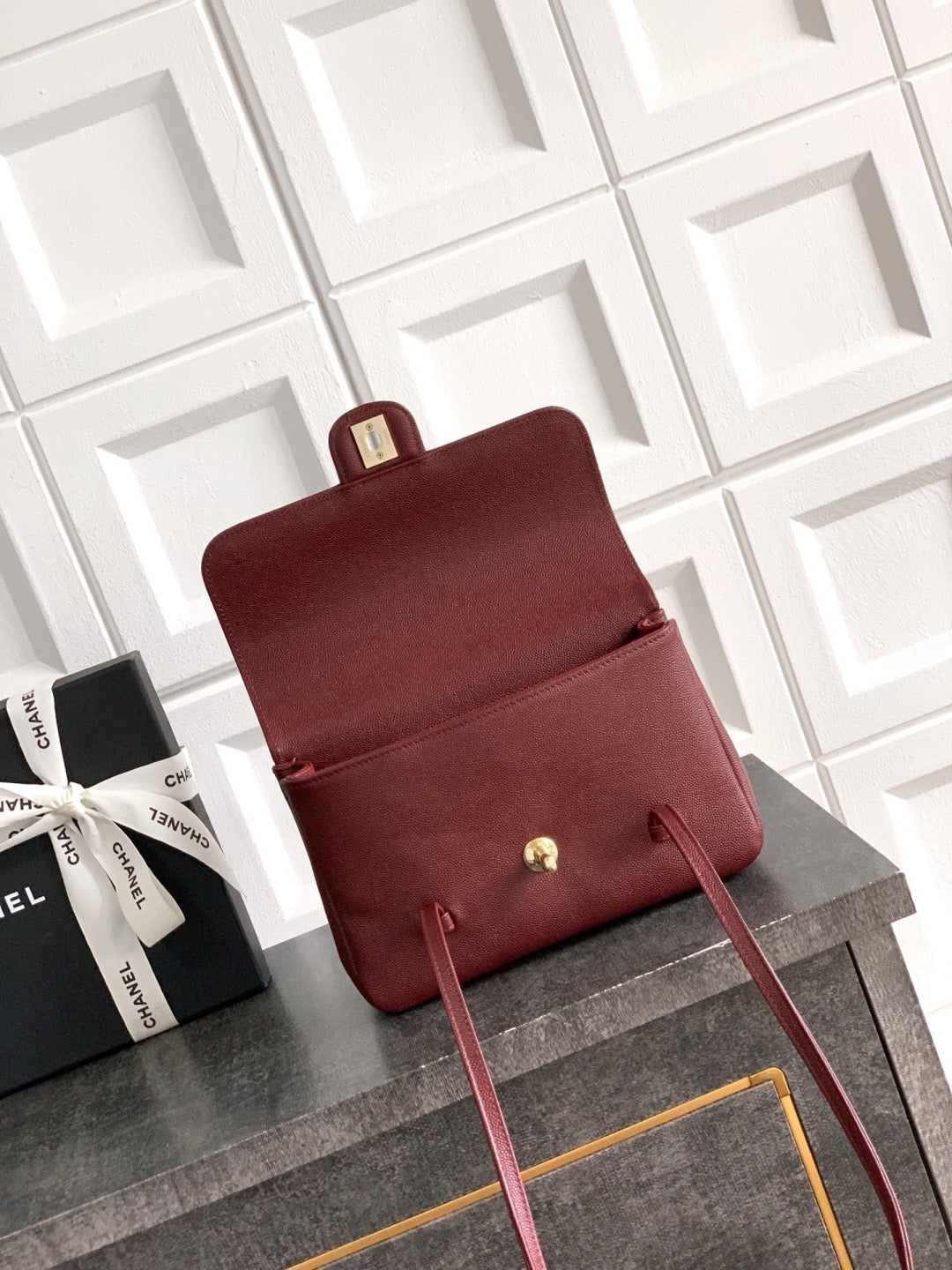 Chanel 26 Shoulder Bag 22 Deep Red Caviar Leather