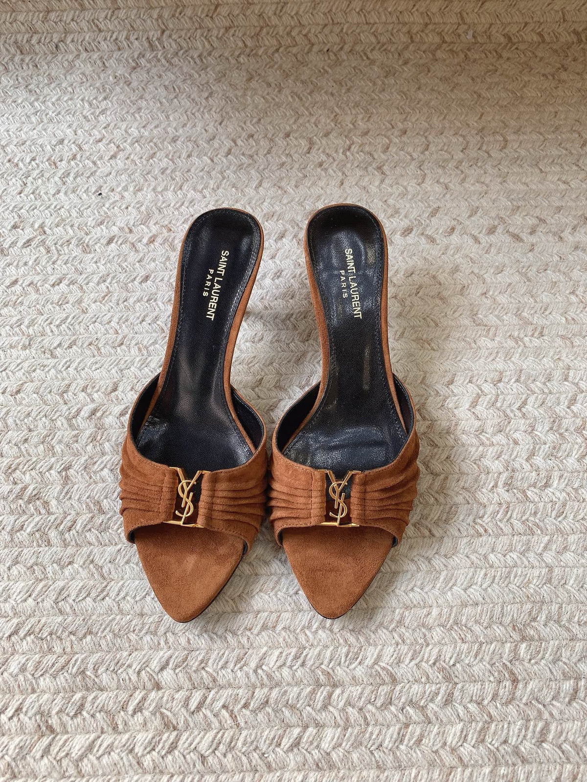 YSL Babylone Mules 6cm Coffee Brown Suede