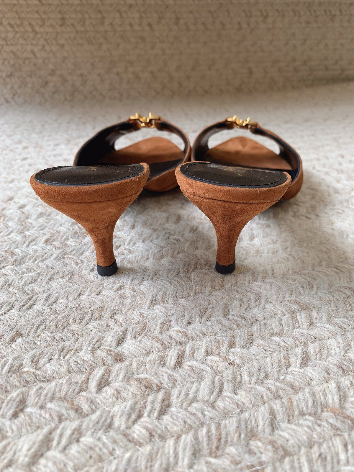 YSL Babylone Mules 6cm Coffee Brown Suede
