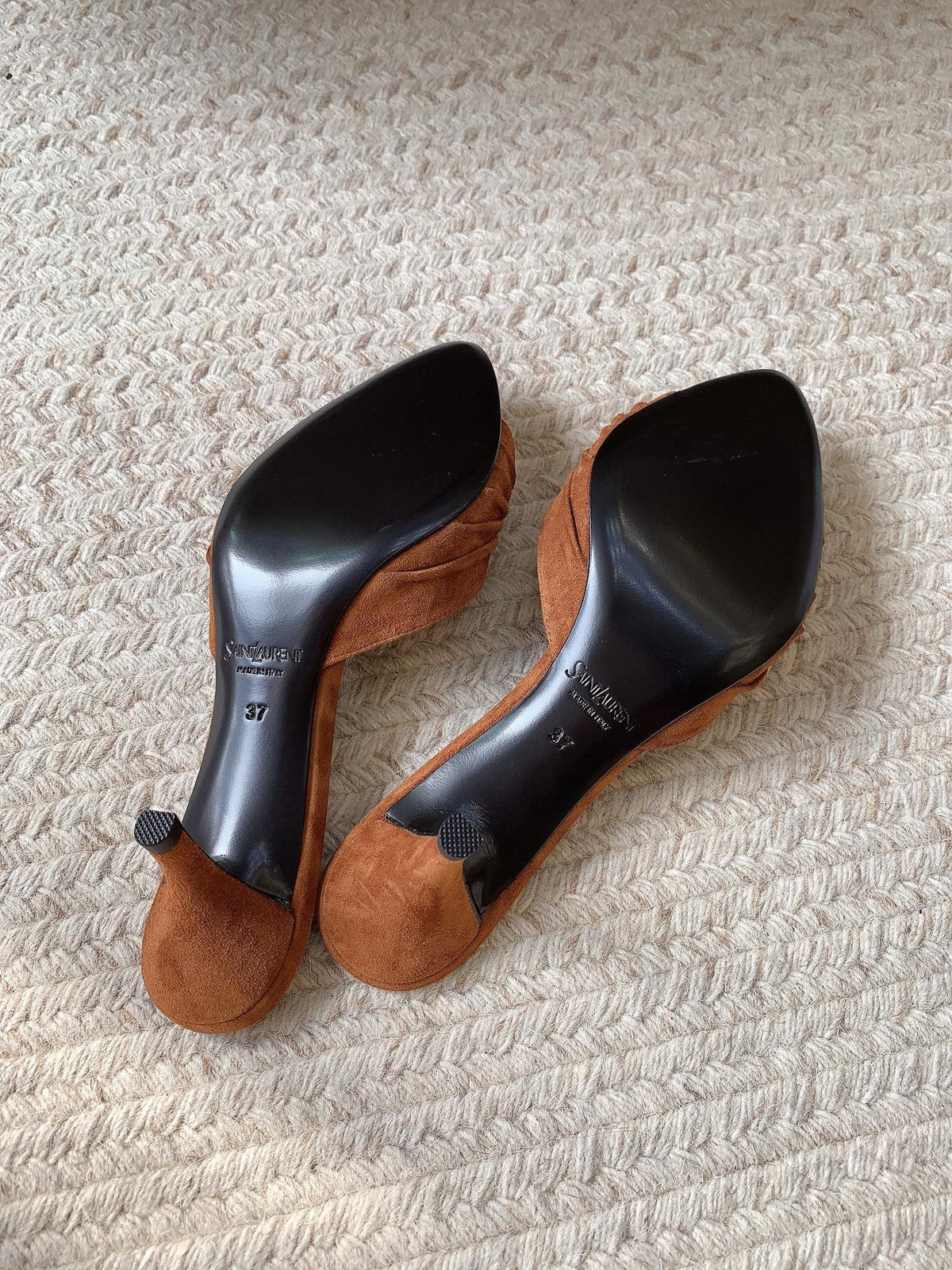 YSL Babylone Mules 6cm Coffee Brown Suede