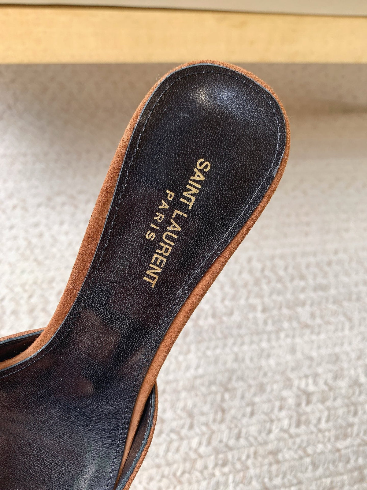 YSL Babylone Mules 6cm Coffee Brown Suede