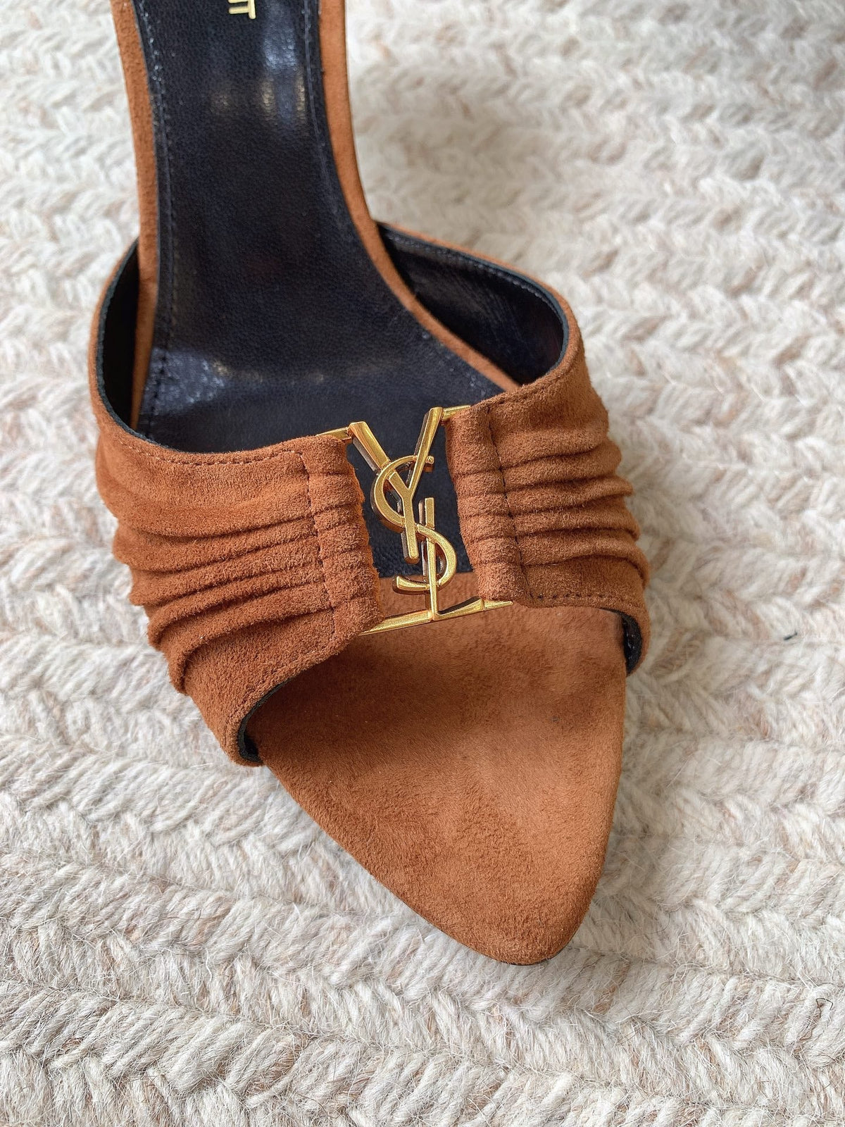 YSL Babylone Mules 6cm Coffee Brown Suede