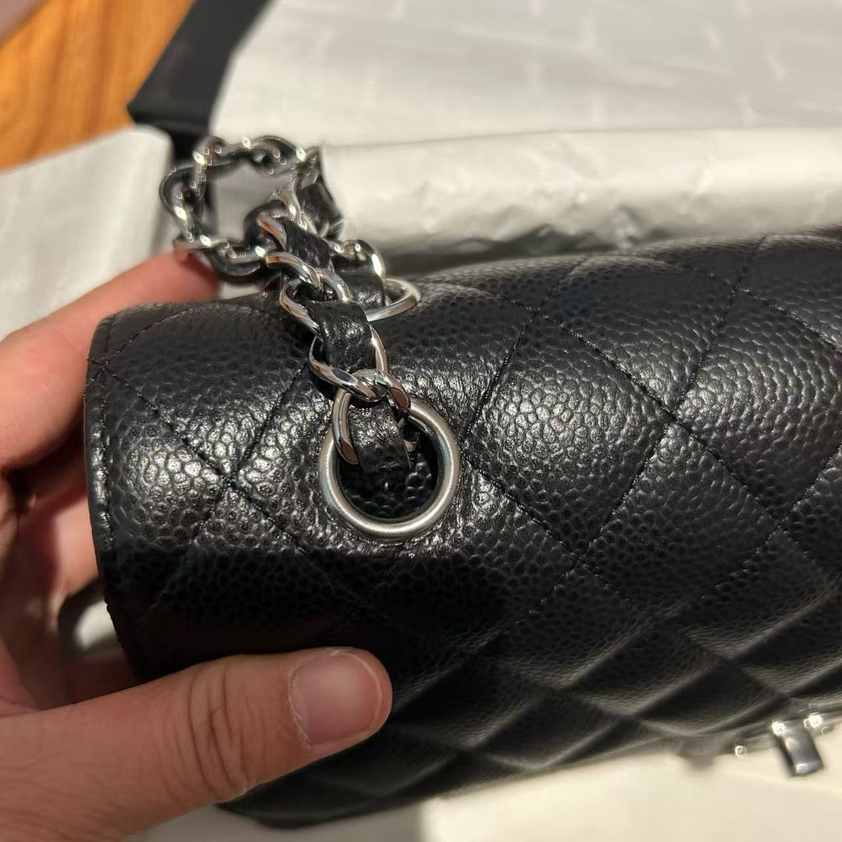CC Mini Flap Bag 25cm Black Caviar Leather SHW