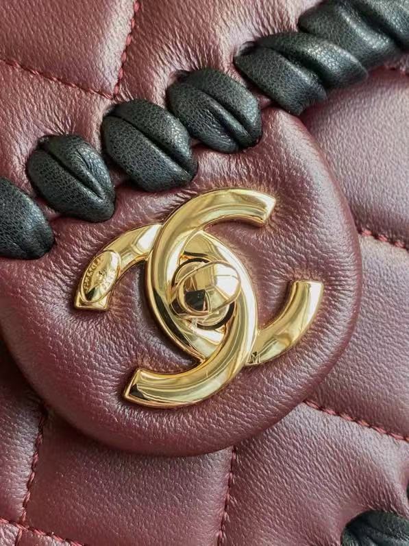 CC 2026 Pre-collection Mini Flap Bag Dark Burgundy Black Lambskin