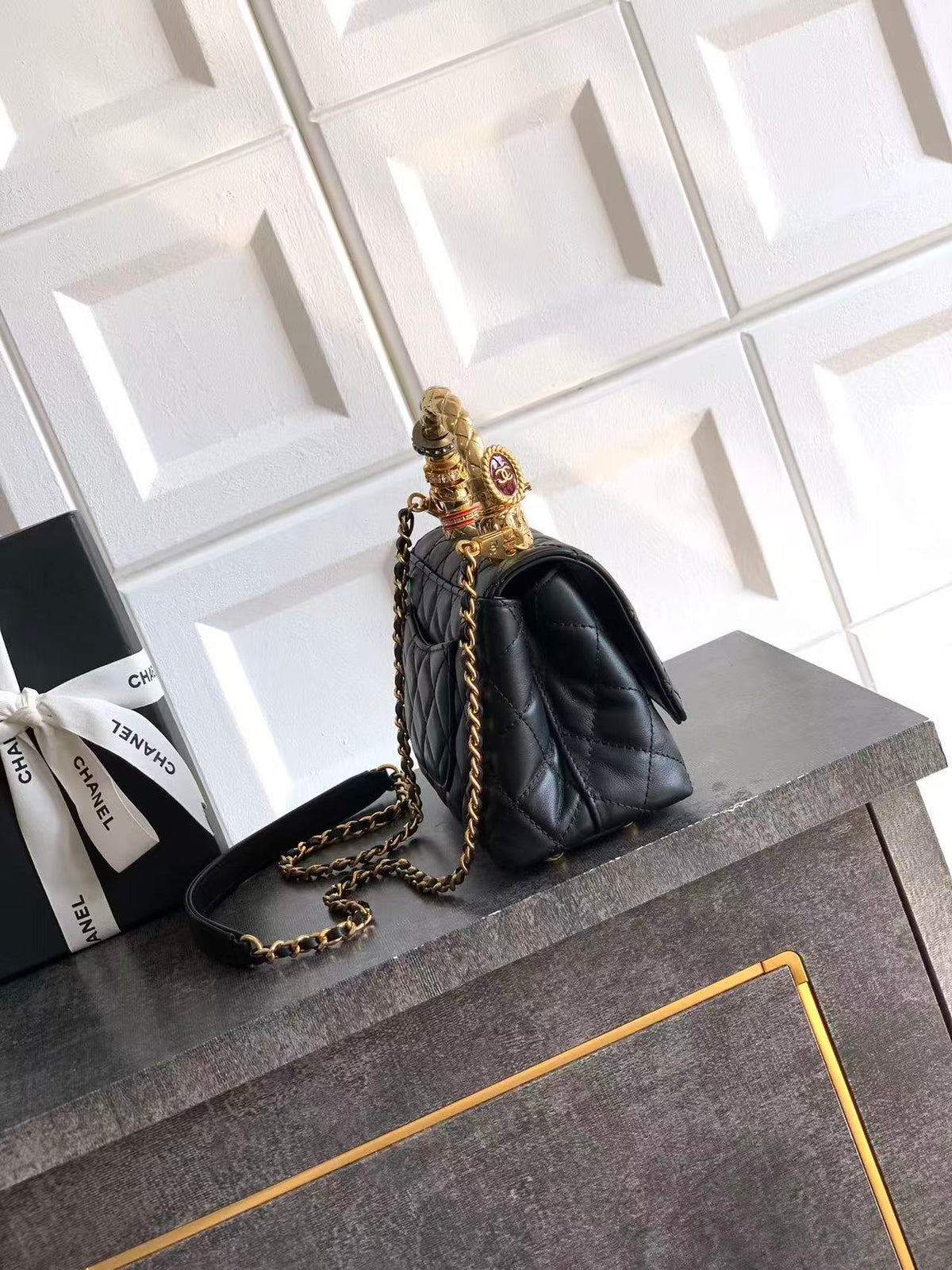 CC Mini Coco Handbag 19cm Black Calfskin