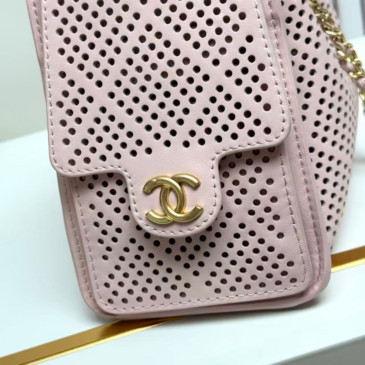 CC 26s Small Handbag 22cm Light Pink Perforated Calfskin
