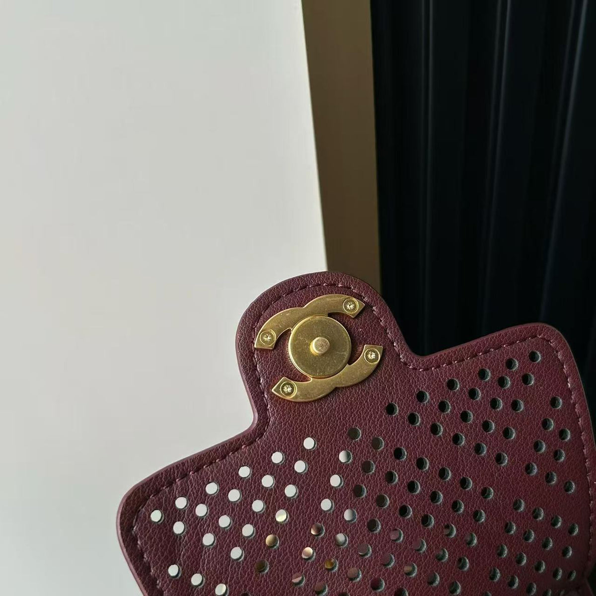 CC 26s Small Handbag 22cm Burugndy Perforated Calfskin