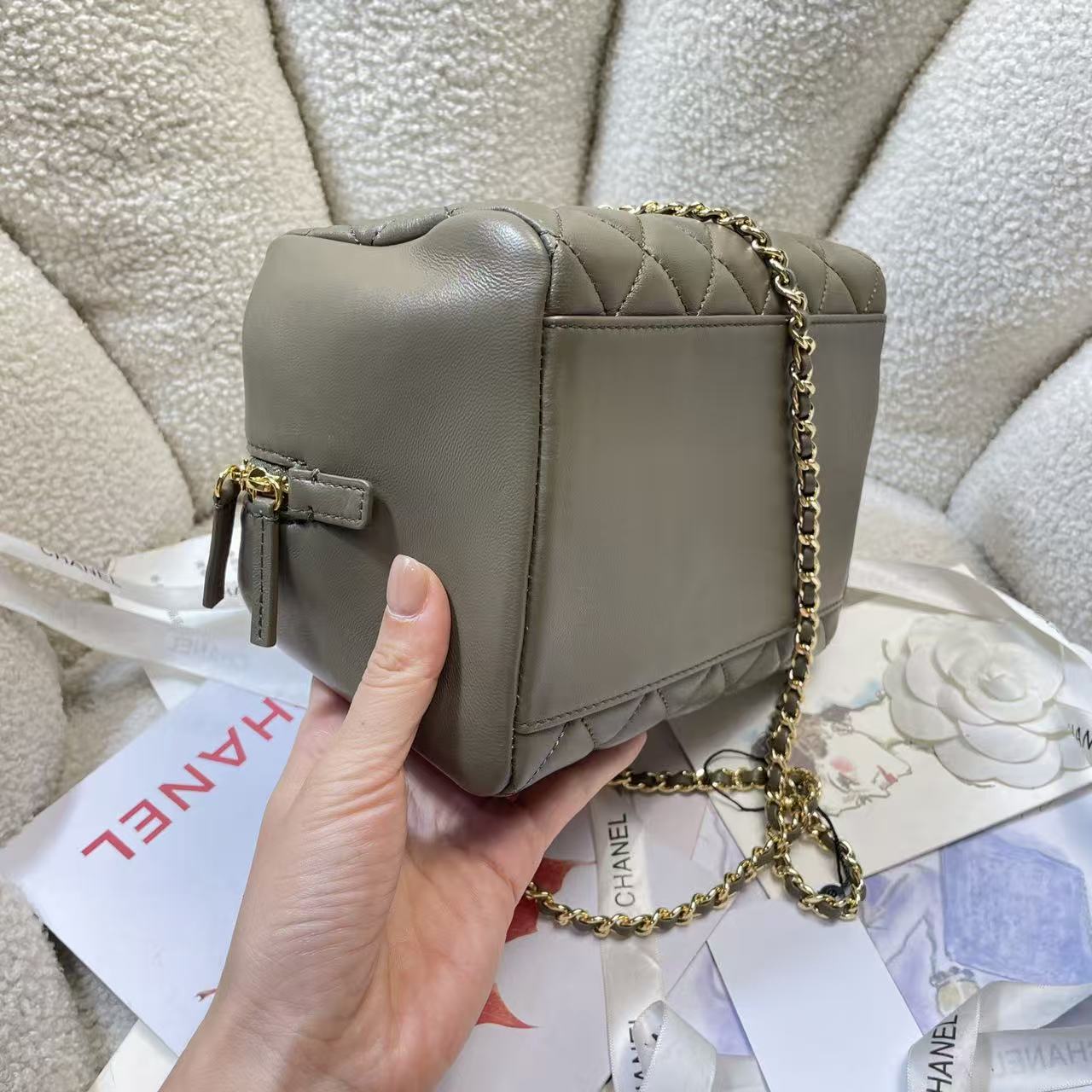 CC Métiers d’art 2026 Small Bowling Bag Dark Khaki Lambskin