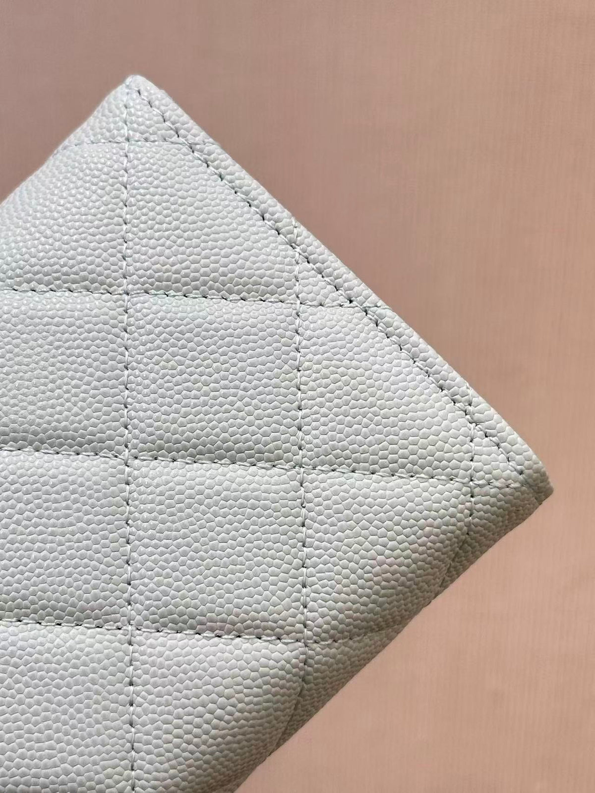 CC Quilted Flap Wallet White Caviar