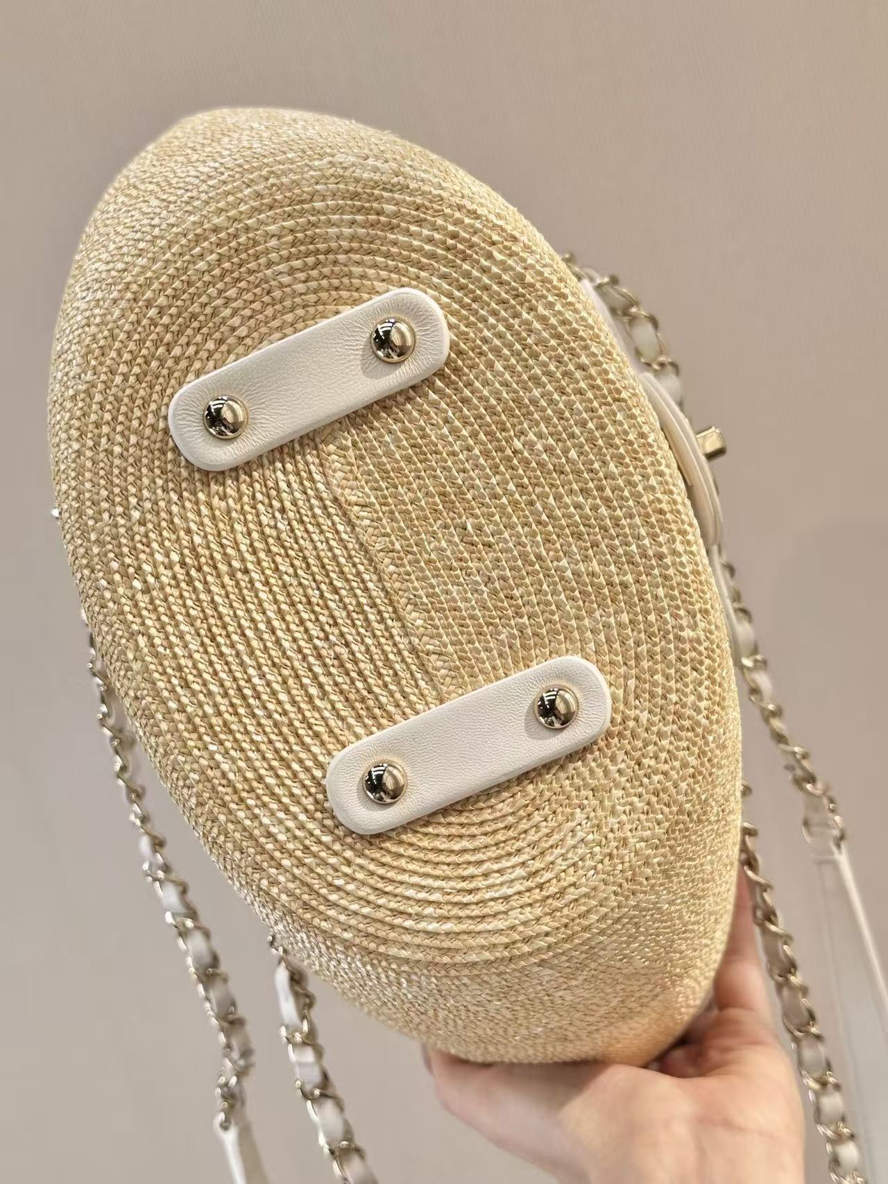 CC 26s Shopping Tote Bag Braided Raffia Lambskin