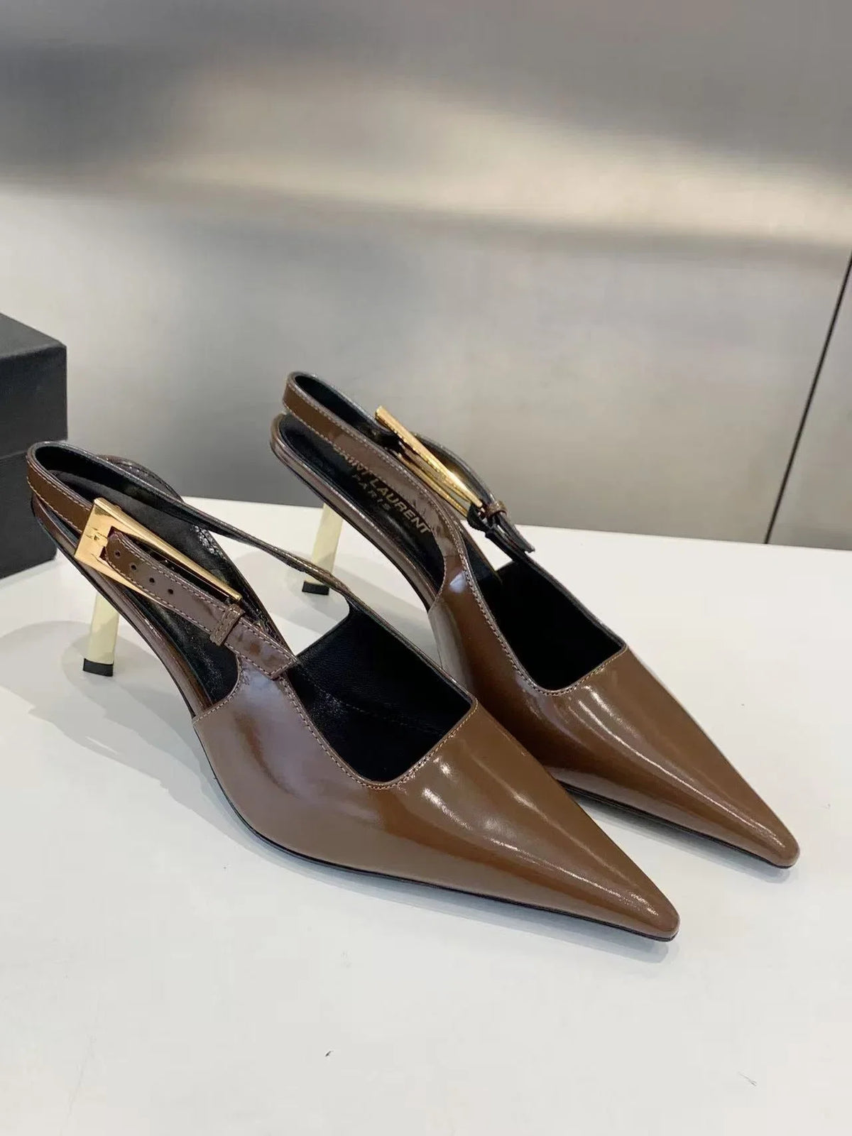 YSL 2026 Lee High-heeled Slingback 6.5cm Leather