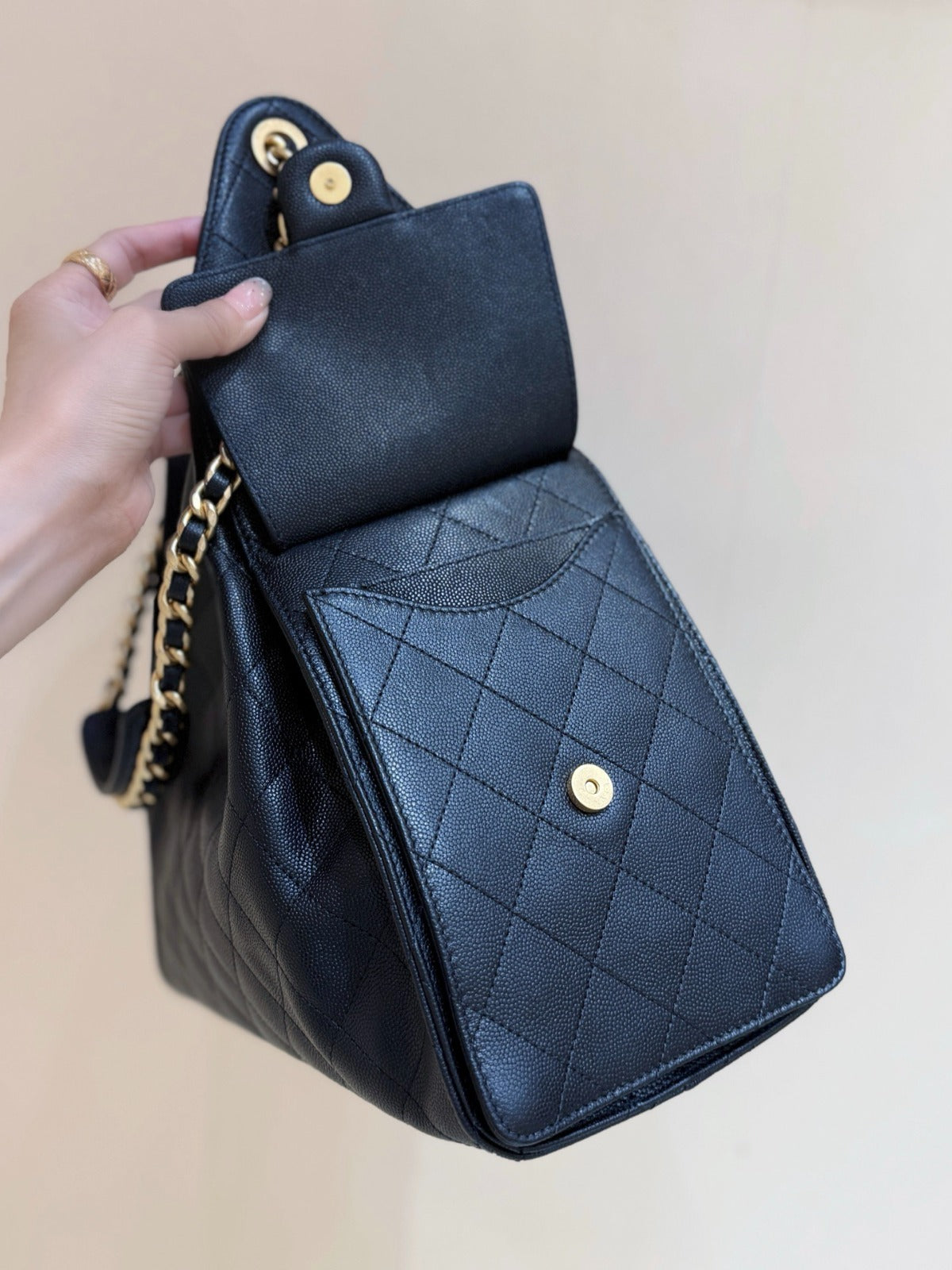 CC 25C Hobo Bag Large 40cm Black Caviar GHW