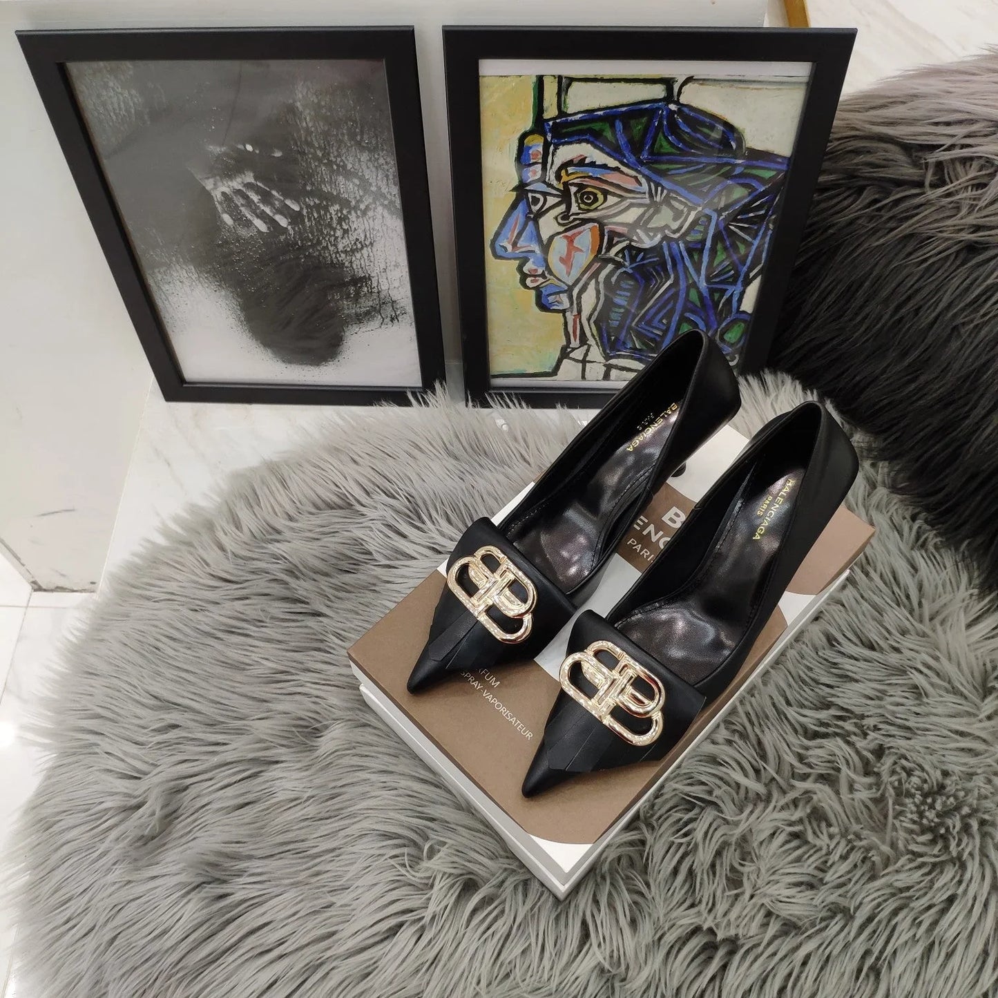Balenciaga 26s Heel Pump 80 Double-B Cowhide 681296