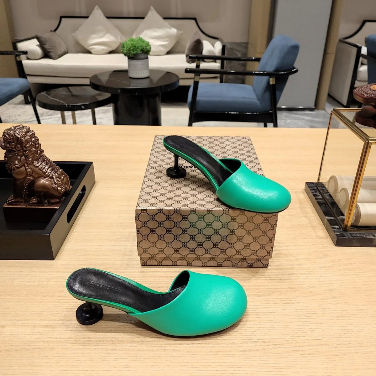 Balenciaga 26s Buckle Flats Sandals Cowhide
