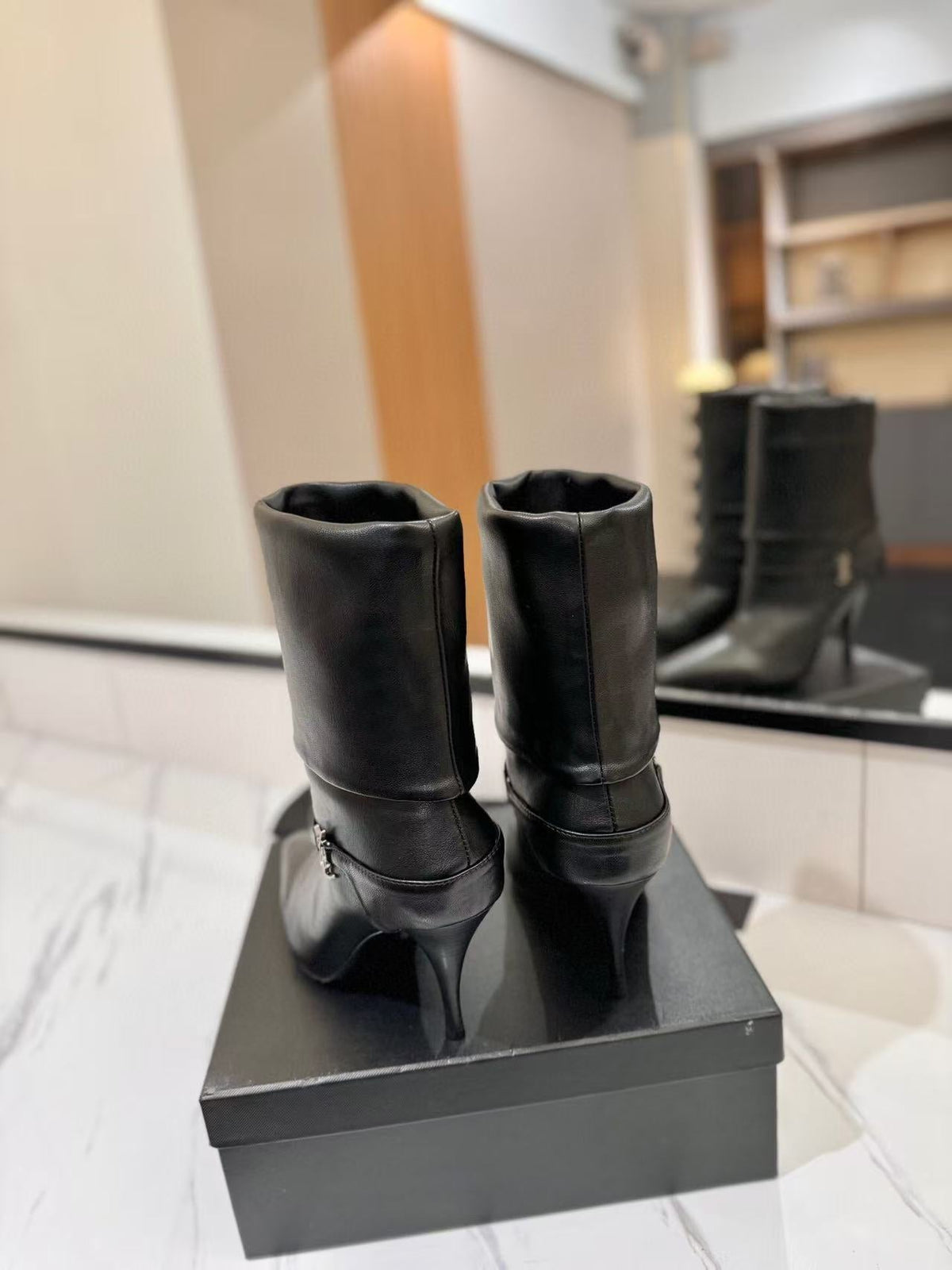 YSL Niki Ankle Boot 90mm Black Leather