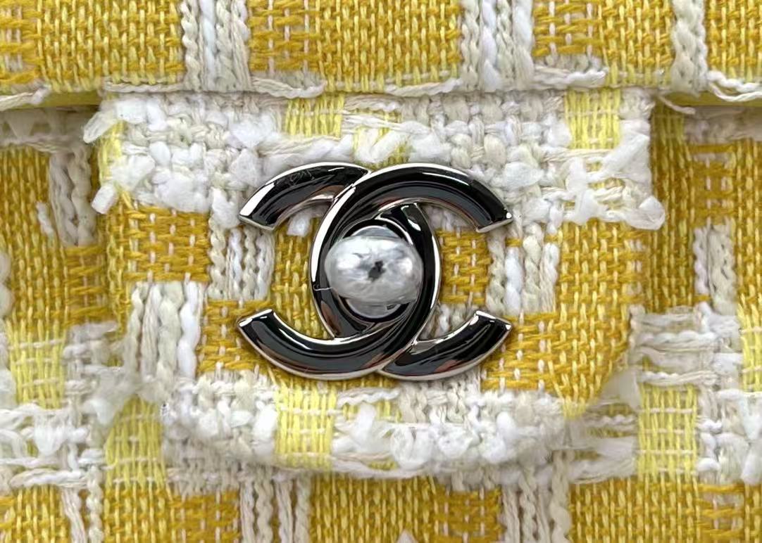 CC Spring-Summer 2026 Classic Flap Bag Yellow White Tweed