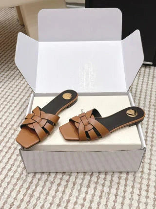 YSL 26ss Melody Stiletto Flat Slippers Calfskin