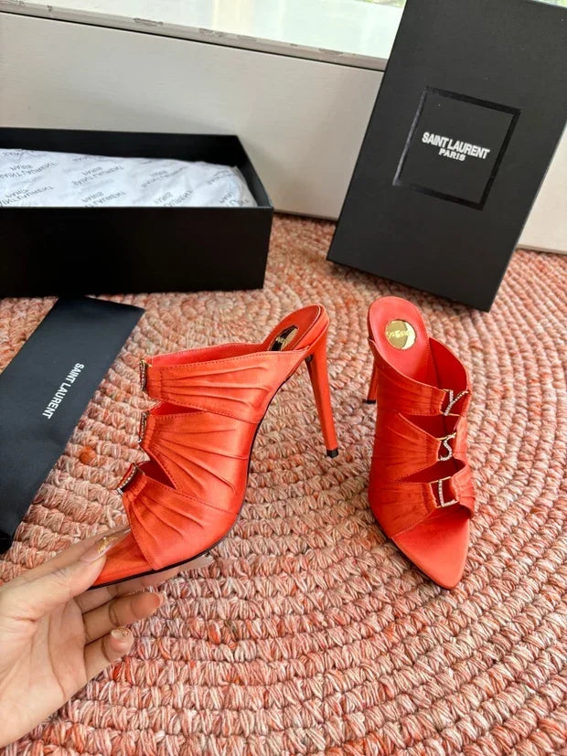 YSL 2026 High Heels Sandals 110mm Silk Leather 648786
