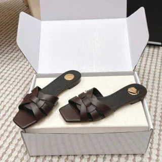 YSL 26ss Melody Stiletto Flat Slippers Calfskin