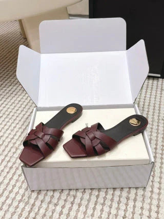 YSL 26ss Melody Stiletto Flat Slippers Calfskin