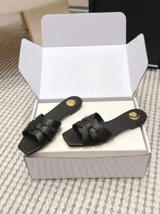 YSL 26ss Melody Stiletto Flat Slippers Calfskin