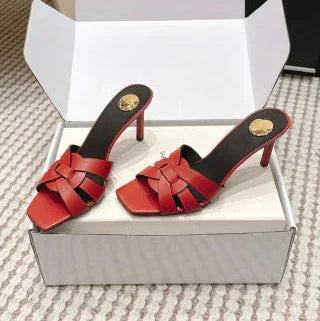 YSL 26ss High-Heeled Slippers 75 Calfskin