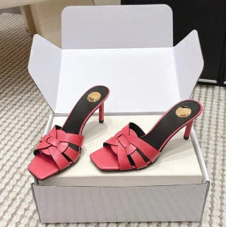 YSL 26ss High-Heeled Slippers 75 Calfskin
