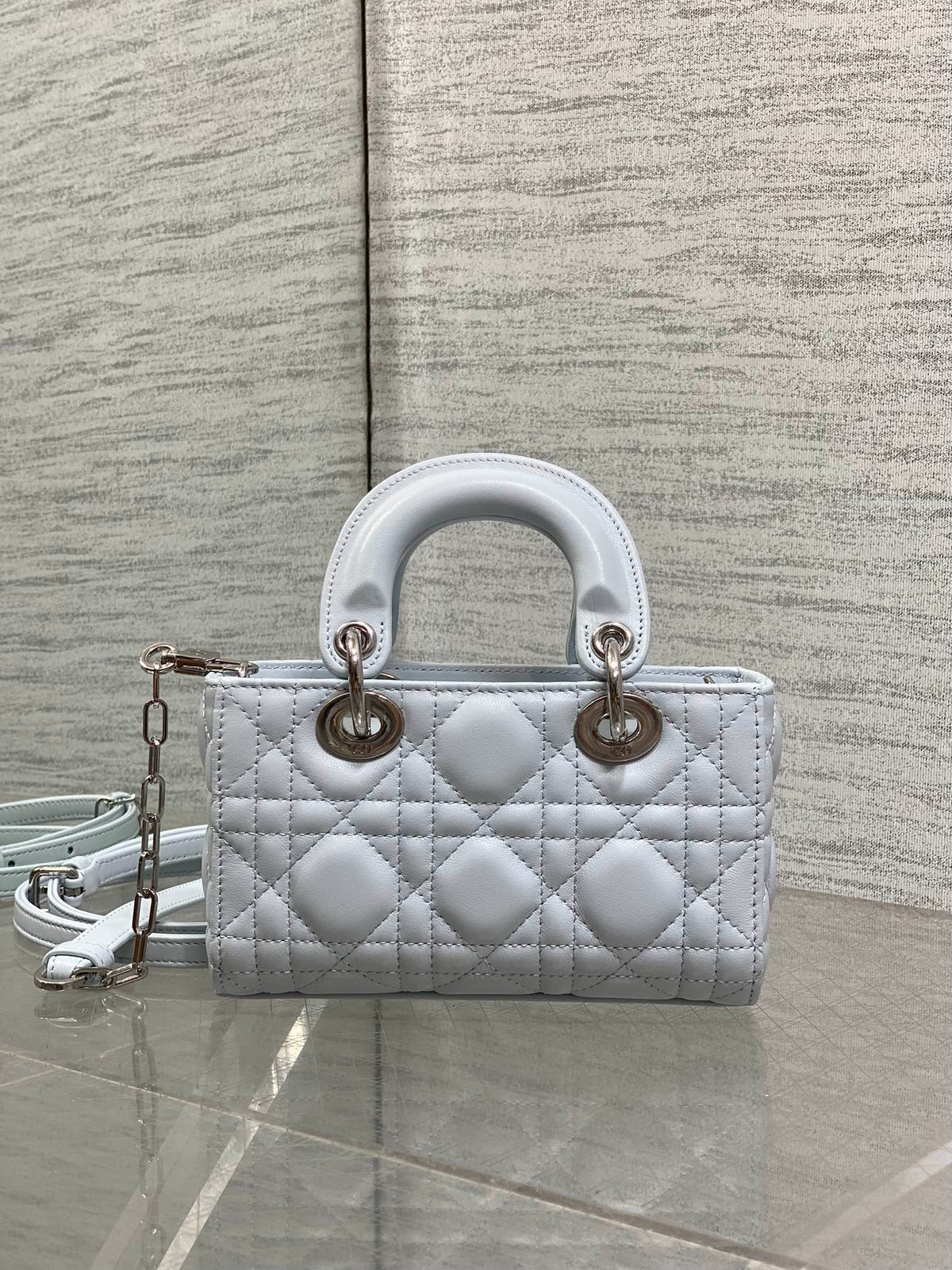 Dior 2026 Bow Lady D-Joy Glacier Blue Cannage Lambskin 286621