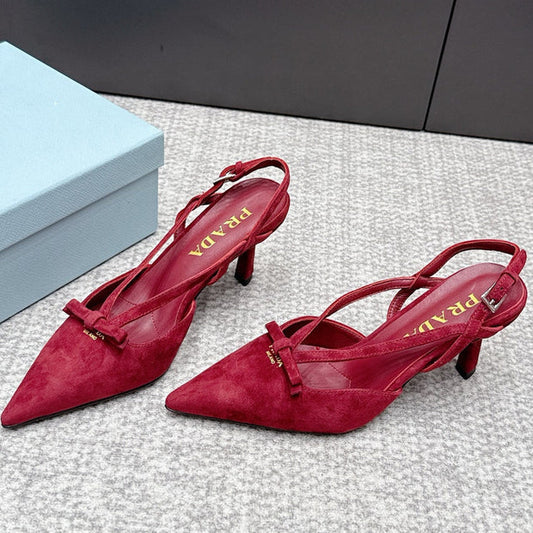 Prada 2026 Slingback 75mm Suede Lambskin 855699