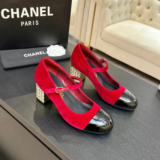 CC 2026 Mary Jane 65 Red Velvet Leather 700644