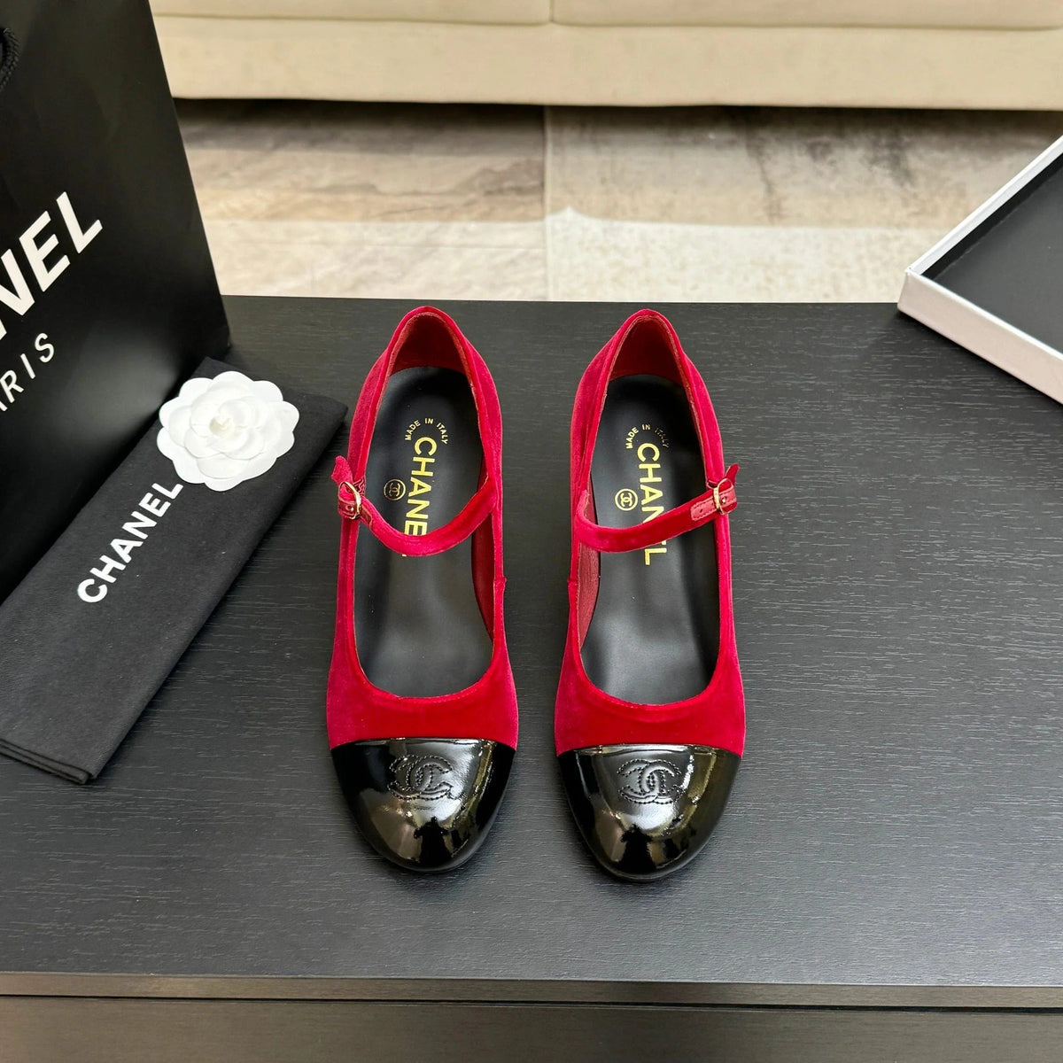 CC 2026 Mary Jane 65 Red Velvet Leather 700644