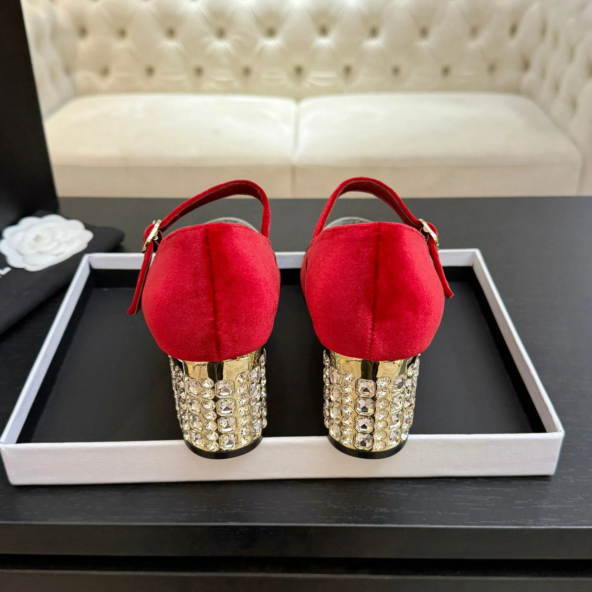 CC 2026 Mary Jane 65 Red Velvet Leather 700644