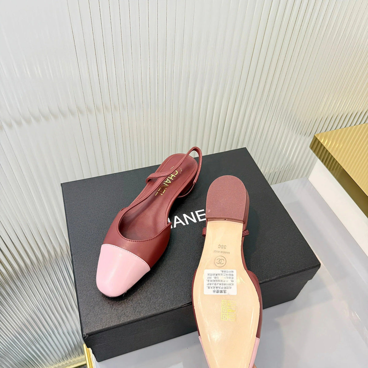 CC 26 Slingback Flat Red Pink Lambskin 714025