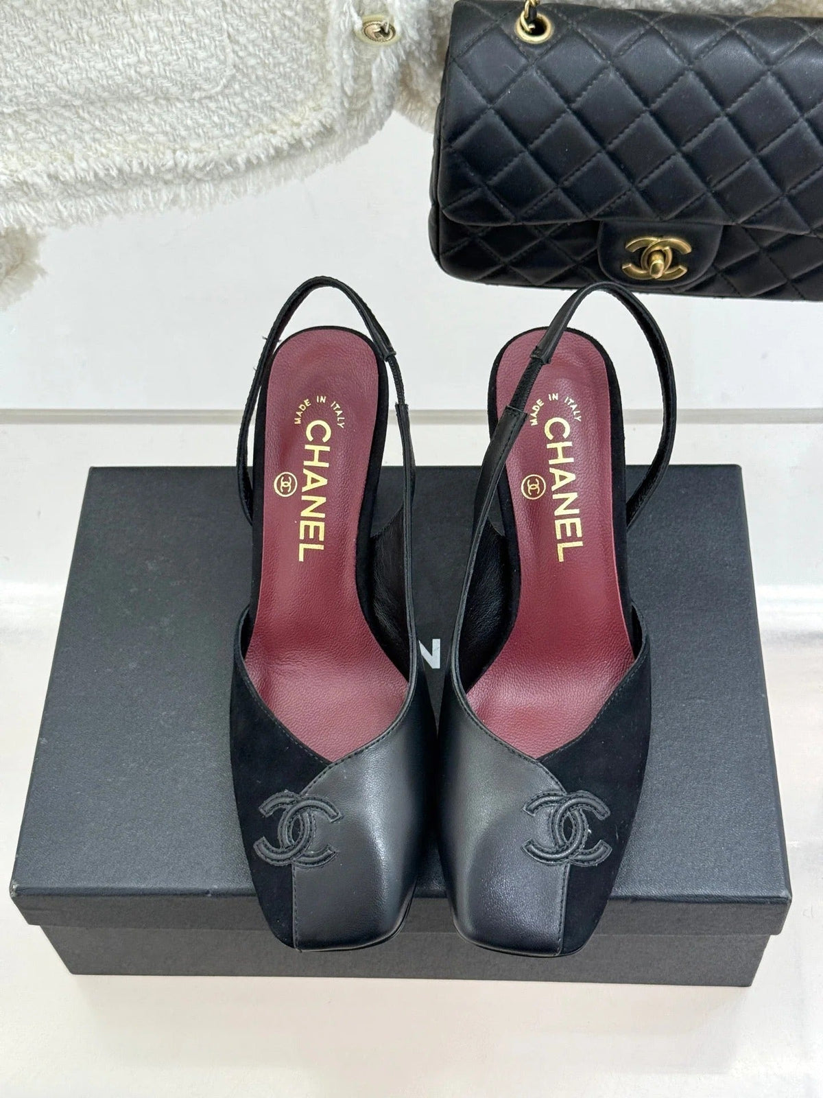 Chanel 26S Slingback 85mm Black in Cowhide Suede 706354