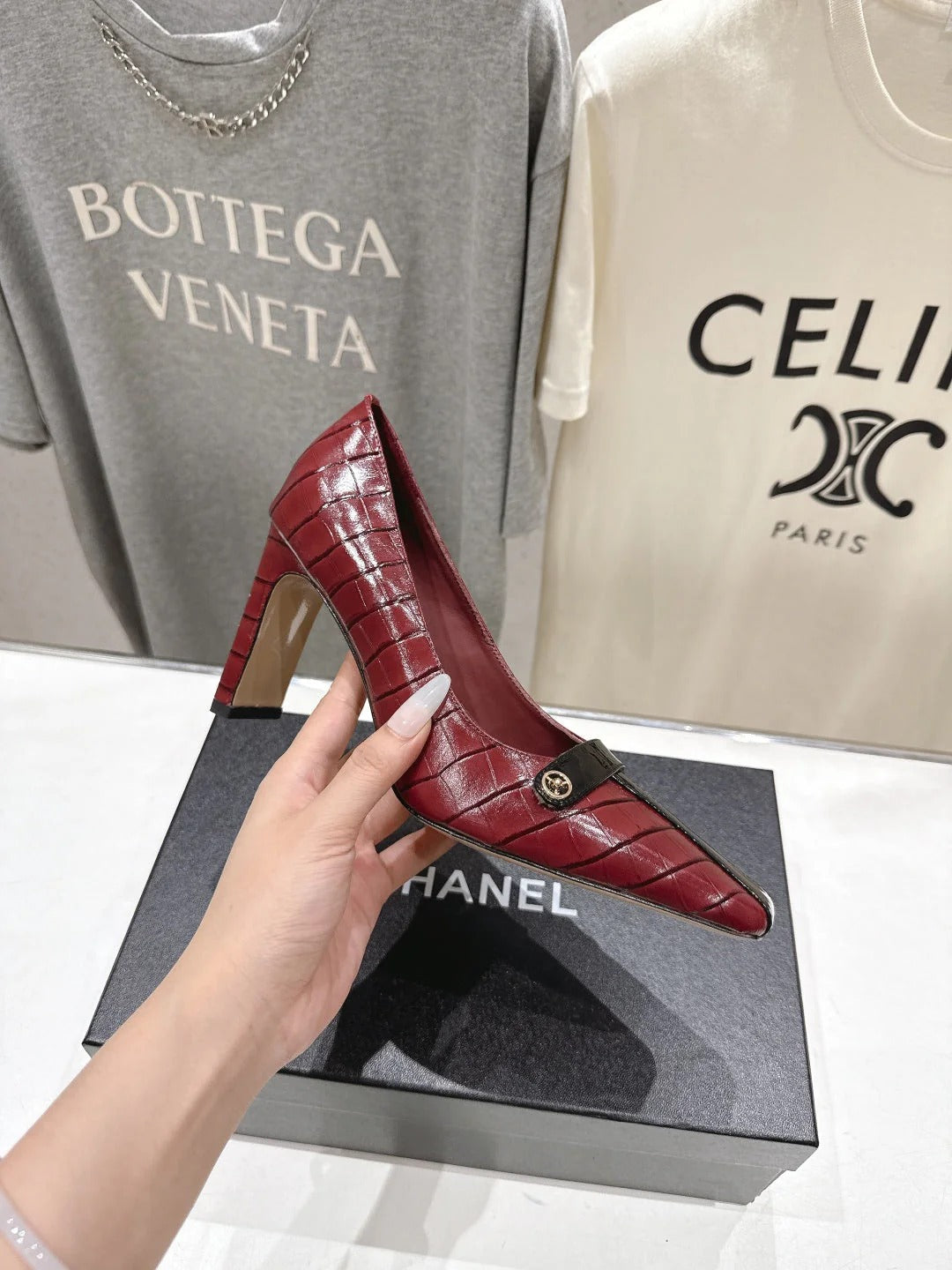 Channel 2026 Embossed Patent Calfskin 85mm Pumps 896450