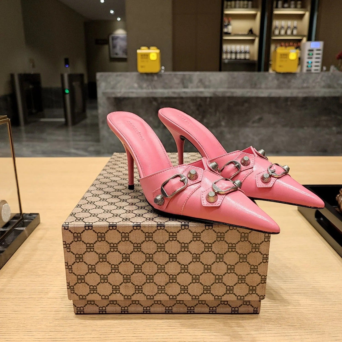 Balenciaga 26s High Heel Mules 90 Genuine Leather
