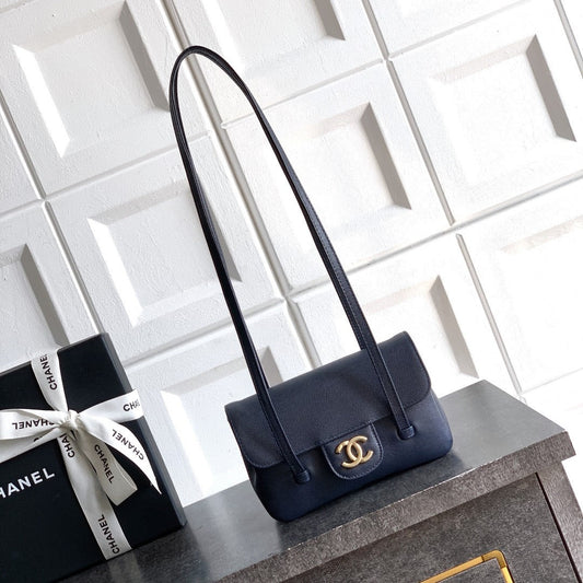 CC 26s Preppy Coco Bag 17cm Dark Blue Caviar Leather GHW