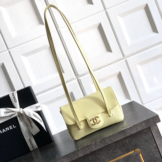 CC 26s Preppy Coco Bag 17cm Lemon Yellow Caviar Leather GHW