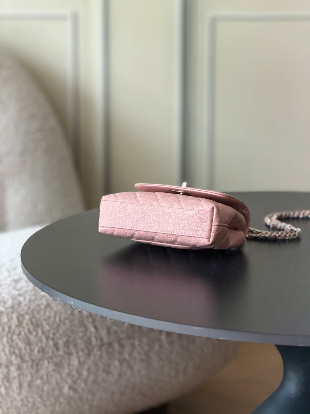 CC 26s Mini Flap Bag 14.5cm with Top Handle Light Pink Caviar Leather