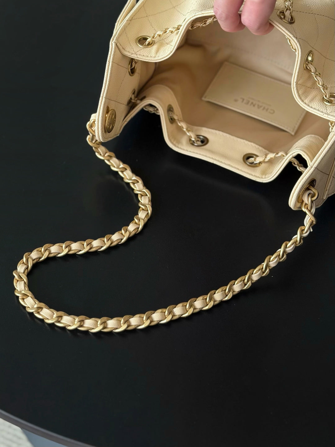 CC 26c Hobo Bag 22cm Beige Caviar Leather GHW